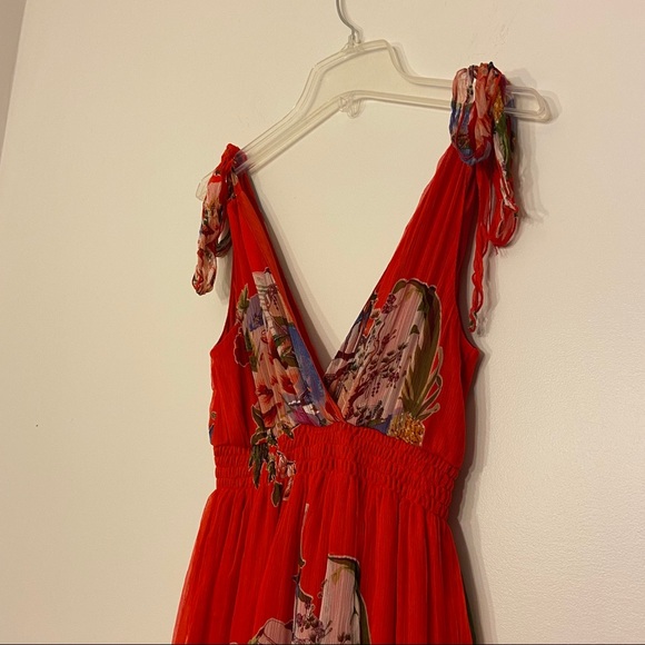 Traffic People 100% Pure Silk Red Dress Size Small - Picture 3 of 7